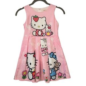 Hello Kitty Girls Sleeveless Dress Fit & Flare Pleats Size 120 / 6-7